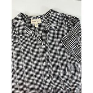 CLOTH & STONE Plaid Roll Sleeve Button Up Shirt Black White Sz S Minimalist